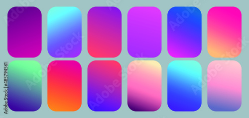 Vector EPS 10 Gradient Set. Different colors. Modern Smartphone screen, mobile app Template. 