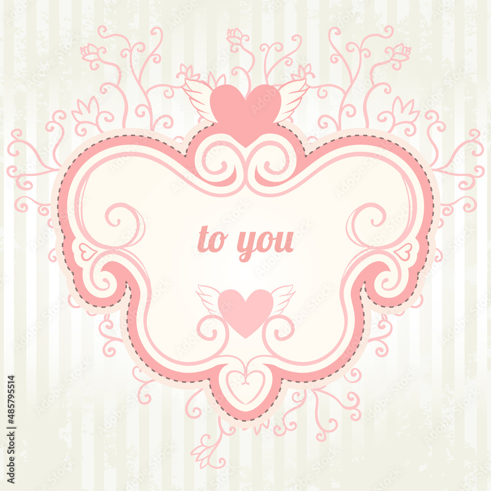 Vector floral frame with heart