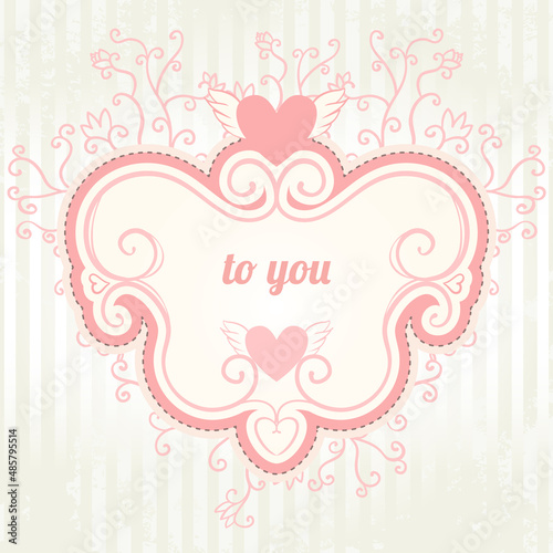 Vector floral frame with heart