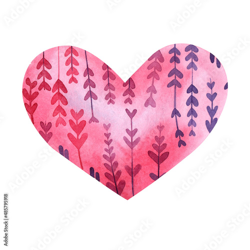 Wallpaper Mural Heart-shaped background with abstract leaves. Watercolor illustration Torontodigital.ca