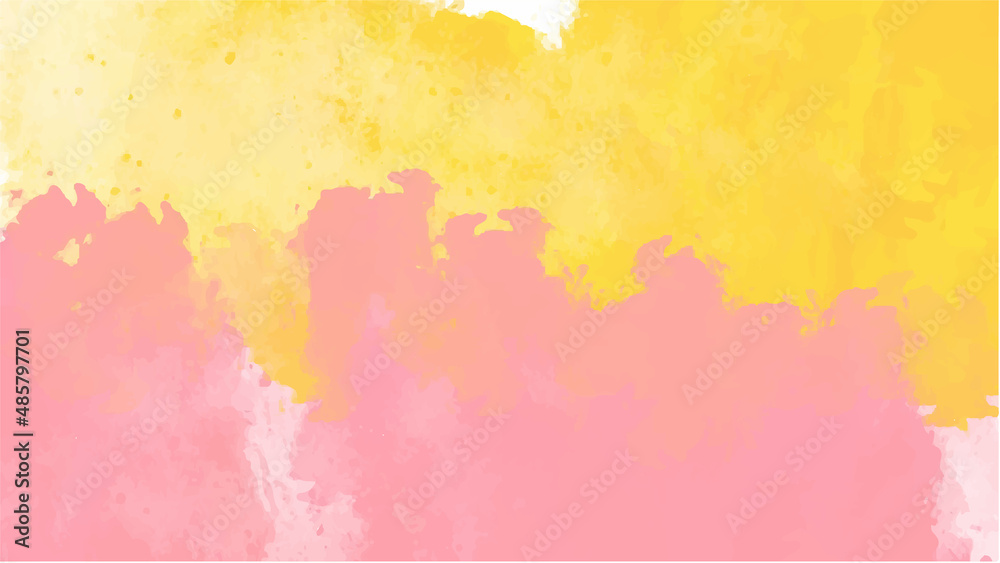 Yellow and pink watercolor background for your design, watercolor background concept, vector.