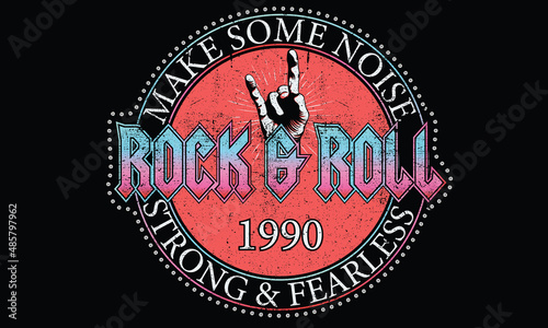 Rock and roll graphic print design for t shirt, poster, sticker and others. Make some noise vector artwork design.