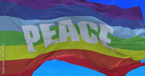 Amazing waving rainbow peace flag. photo