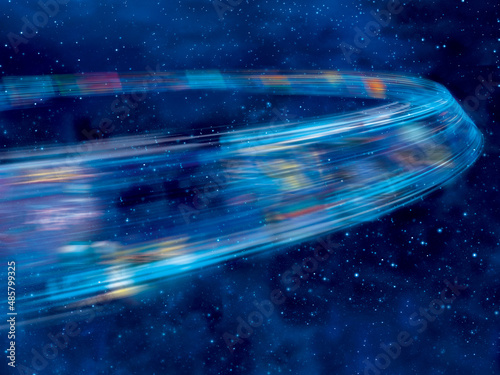 Unpiloted battle plane in fantasy scene with dark blue background