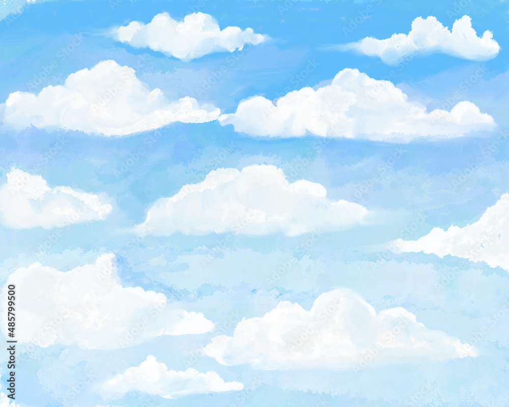 the sky , clouds whatercolor design background. Delicate card. Elegant decoration. Fantasy pastel color