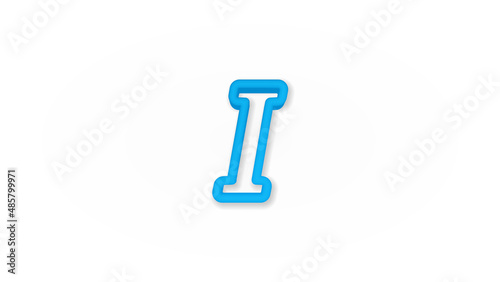 Text edit, italic font 3d line flat color icon. Realistic vector illustration. Pictogram isolated. Top view. Colorful transparent shadow design.