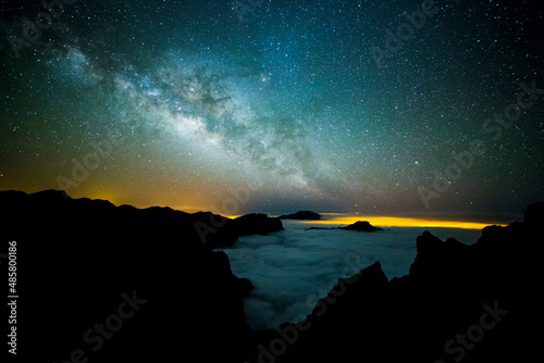 Milky way in Caldera De Taburiente Nature Park, La Palma Island, Canary Islands, Spain photo