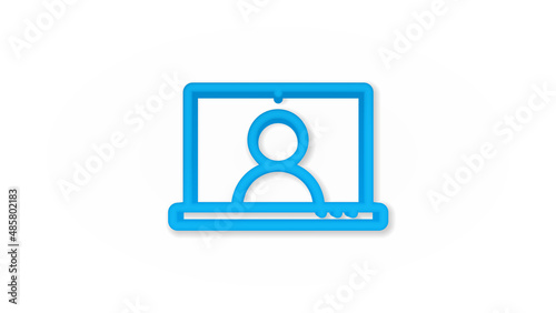 Video chatting online on computer vector illustration, flat cartoon video player window with speaking on laptop, concept of on-line chat app, internet talk call