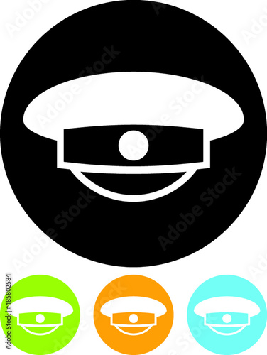 Military uniform or doorman cap vector icon. Porter headwear. Hat vector illustration isolated