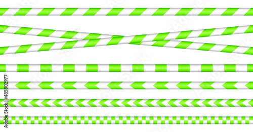 Set Absperrbänder Neongrün Und Weiß