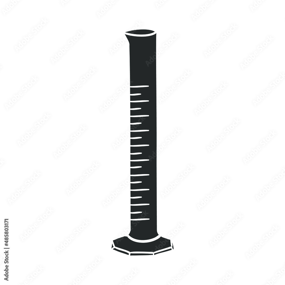 Measuring Cylinder Icon Silhouette Illustration. Research Biology Tube Vector Graphic Pictogram Symbol Clip Art. Doodle Sketch Black Sign. Measuring Cylinder Icon Silhouette Illustration. Research Biology Tube Vector Graphic Pictogram Symbol Clip Art. Doodle Sketch Black Sign.