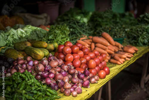 Vegetables for sale in Ambatolampy market in the Central Highlands of Madagascar