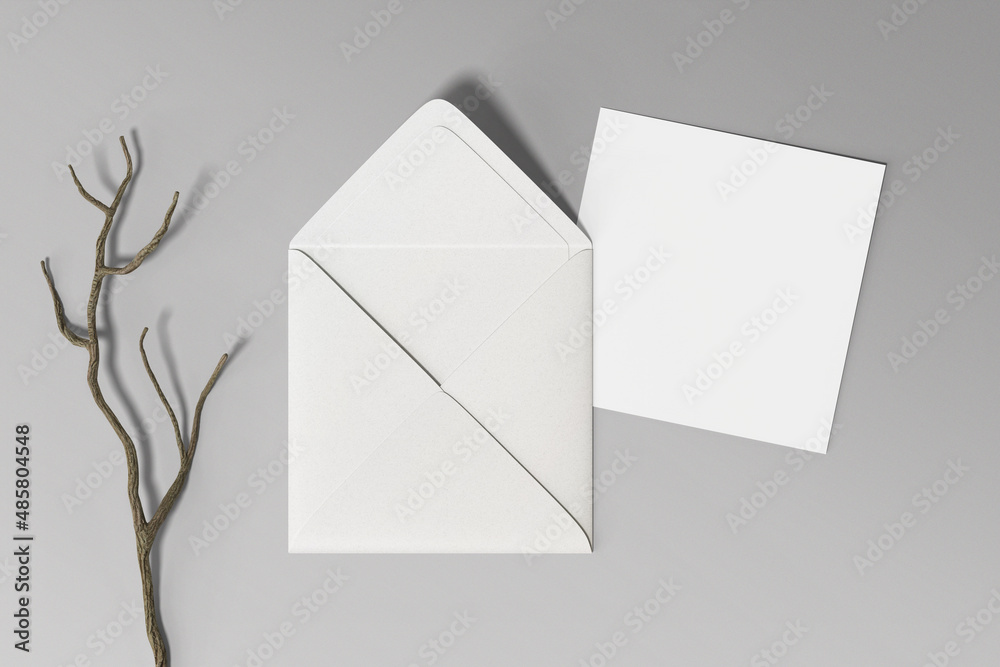 Blank white card envelope template mock up Stock Illustration Adobe Stock