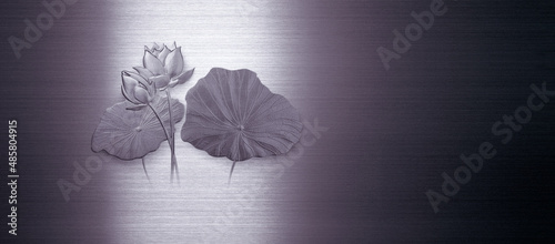 a group of lotus flower on purple and silver iron blackground