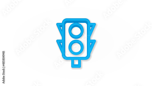 Traffic light 3d line flat color icon. Realistic vector illustration. Pictogram isolated. Top view. Colorful transparent shadow design.