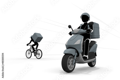 Delivered by bicycle. Deliver food by motorcycle. A person who works as a courier. Delivery part-time job.