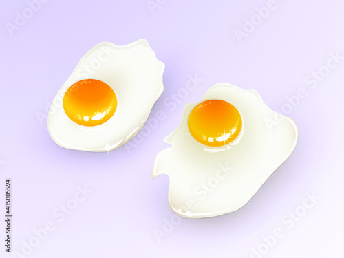 Omelette. Fried eggs. Isolated eggs on a light background. Healthy nutritious breakfast. Yolk and white. Vector illustration