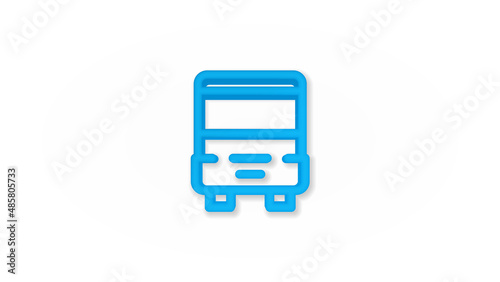 passenger bus 3d line flat color icon. Realistic vector illustration. Pictogram isolated. Top view. Colorful transparent shadow design.