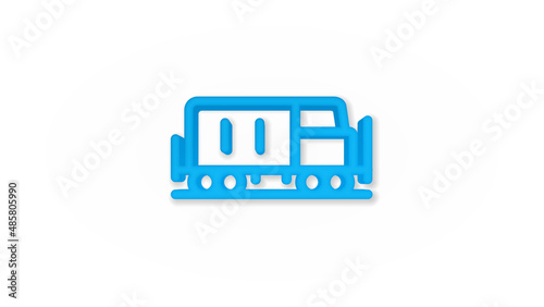 train head, railway 3d line flat color icon. Realistic vector illustration. Pictogram isolated. Top view. Colorful transparent shadow design.