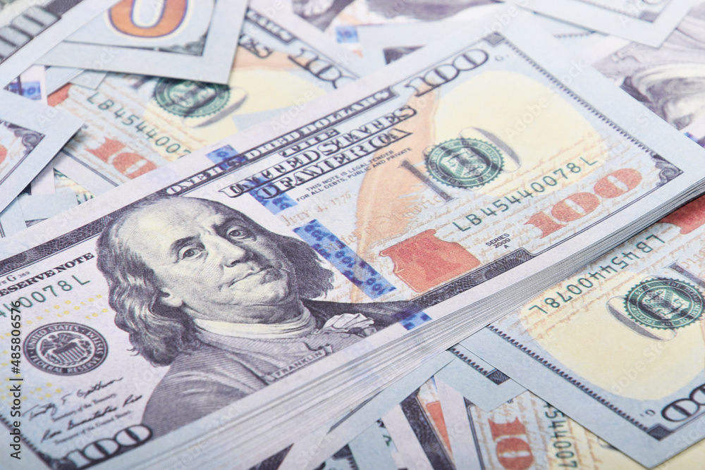 100 Dollars banknotes Benjamin Franklin, money finance Isolated 100 Dollars banknotes Benjamin Franklin, money finance Isolated