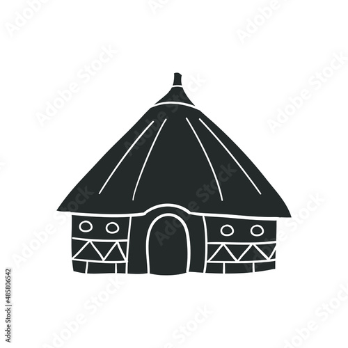 Africant Hut Icon Silhouette Illustration. Architecture Rural Village Vector Graphic Pictogram Symbol Clip Art. Doodle Sketch Black Sign.