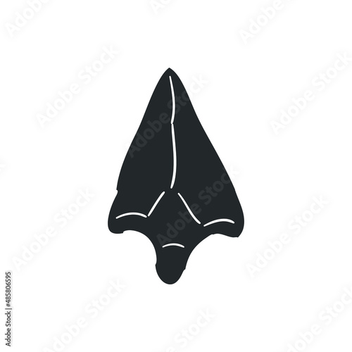 Arrowhead Icon Silhouette Illustration. Native Projectile Weapon Vector Graphic Pictogram Symbol Clip Art. Doodle Sketch Black Sign.