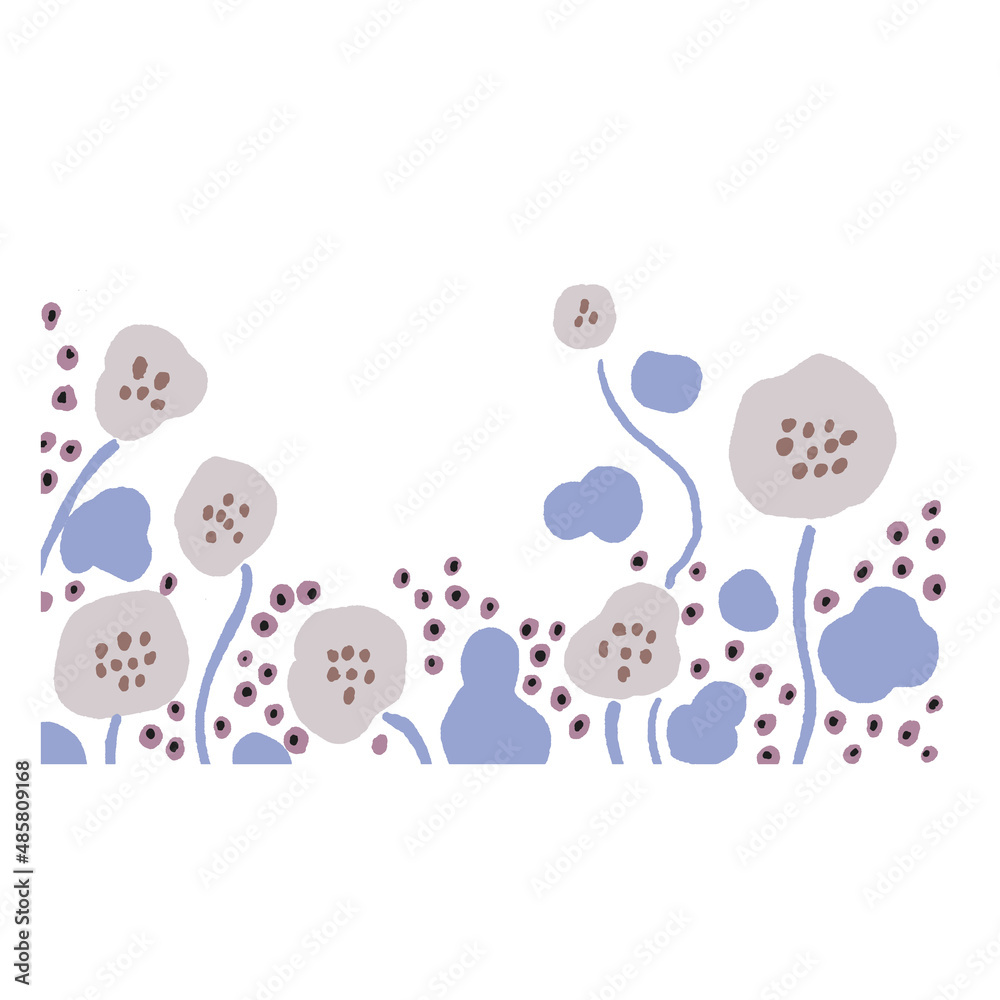 Obraz premium 北欧風手描き花柄の背景ベクターイラスト