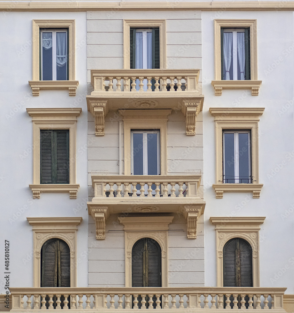 historic facade details from the early 1900s.Milan - Italy