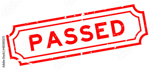 Grunge red passed word rubber seal stamp on white background