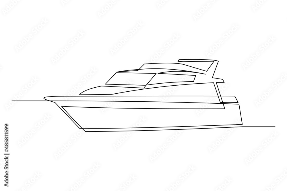 Technical draw of luxury speed yacht illustration Stock Vector