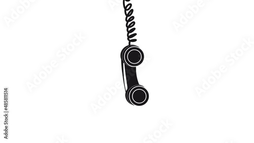 Handset abandoned of an old telephone hanging and swinging against a white background, help request concept. Animated illustration photo