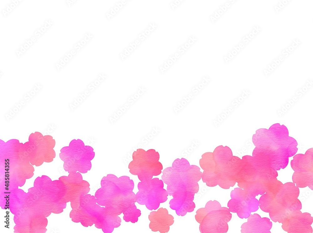 水彩の桜シルエット