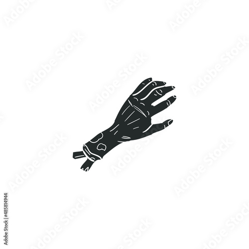 Zombie Hand Icon Silhouette Illustration. Undead Halloween Vector Graphic Pictogram Symbol Clip Art. Doodle Sketch Black Sign.