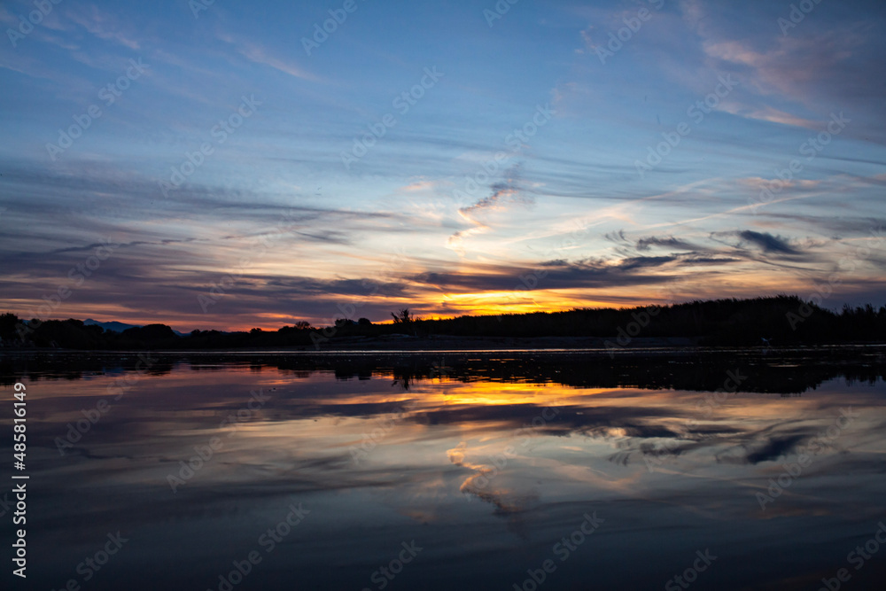 sunset over the lake