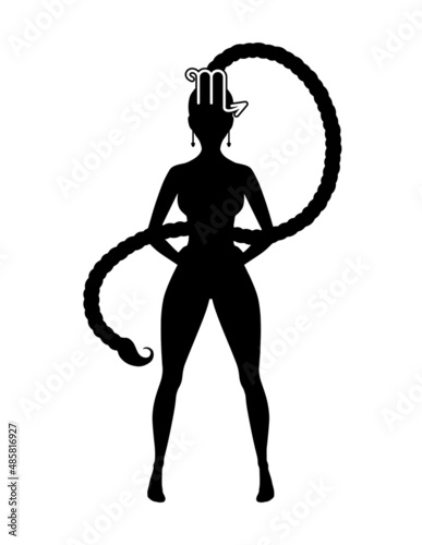 Scorpio zodiac sign artwork, adult coloring book page, beautiful horoscope symbol girl, vector illustration