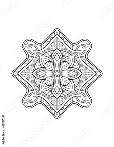 Mandala pattern, round decorative ornament for abstract background or adult coloring book page, vector illustration