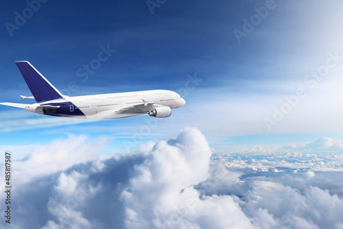 AirBus A380-800 flying , airline tourism transportation , airplane commercial
