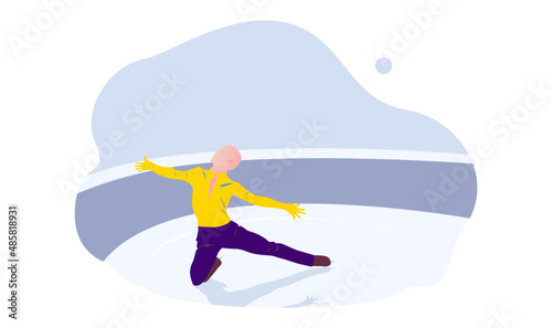 Vector illustration of single men's figure skating competitions in winter sports
