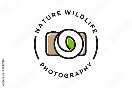 Leaf and Shutter Lens Aperture for Nature Photographer logo design inspiration