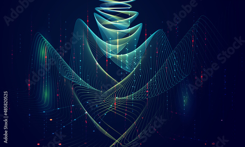 Abstract data technology background connected with lines and dots. Vector illustration use for poster, flyer, banner. 