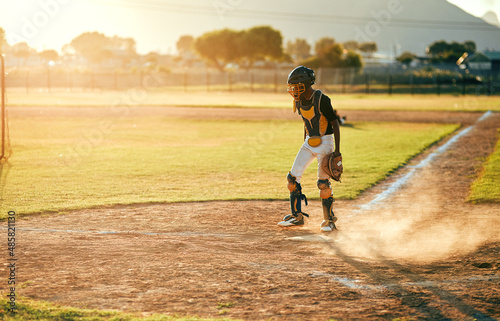 You cant beat someone who never gives up. Shot of a baseball player running during a match.
