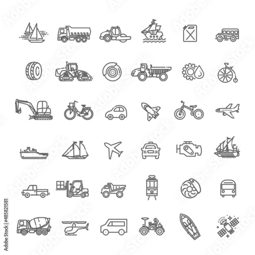 Transport icons, thin line design