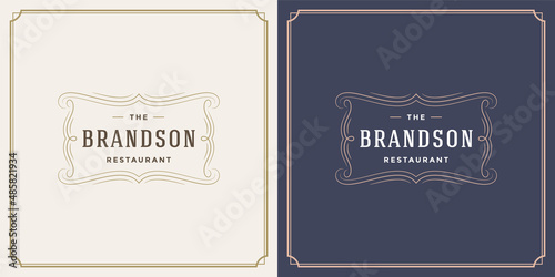 Restaurant logo template vector illustration vignette swirls