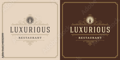 Restaurant logo design vector illustration fork silhouette