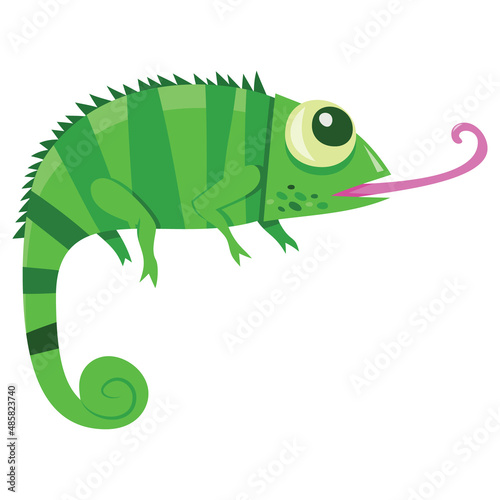 Cute Cartoon Chameleon Lizard