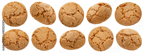 Italian amaretti, almond cookies isolated on white background photo
