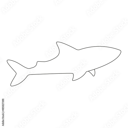 Shark fish line symbol. Line drawing shark icon. Vector isolated on white.