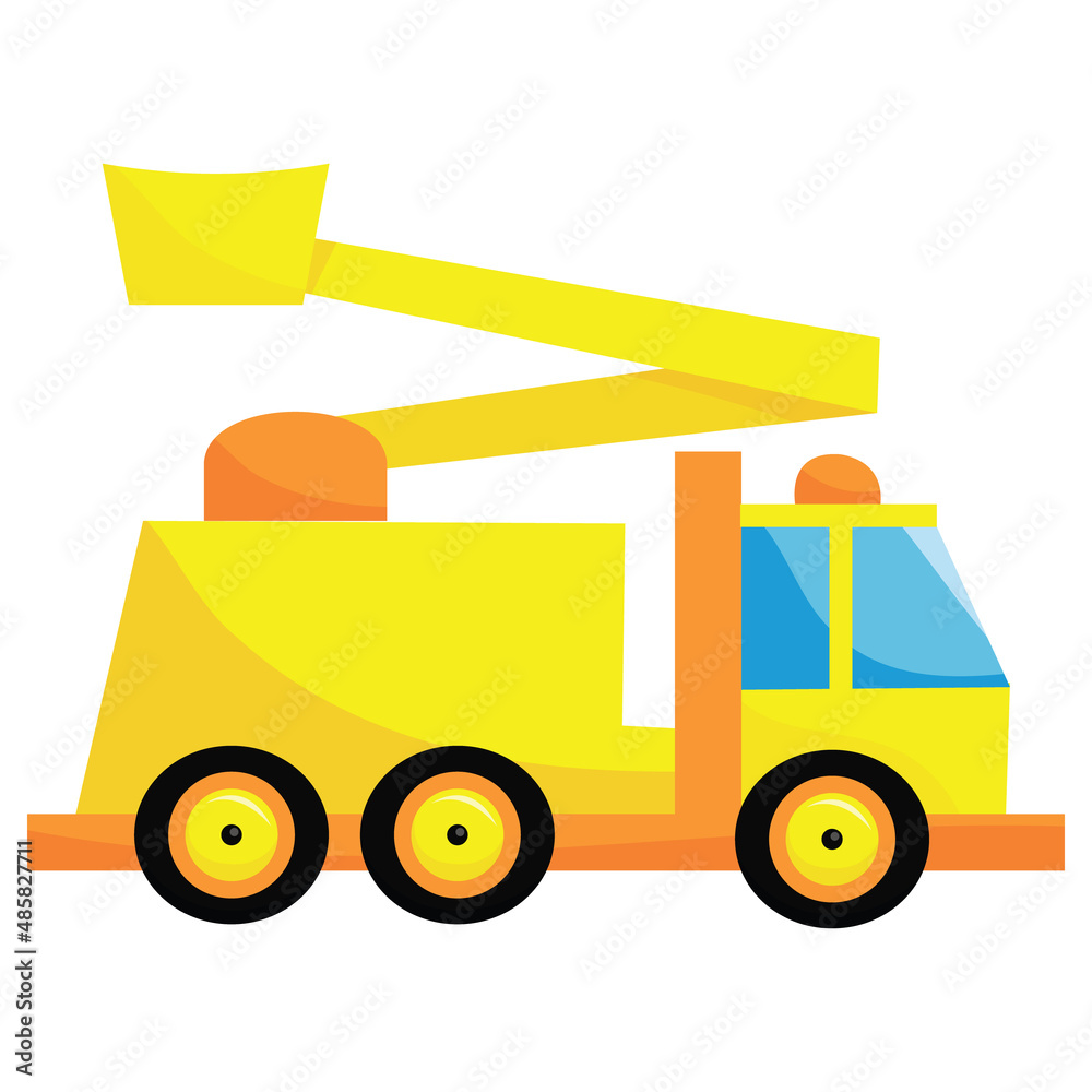 Naklejka premium Cartoon Yellow Crane Truck