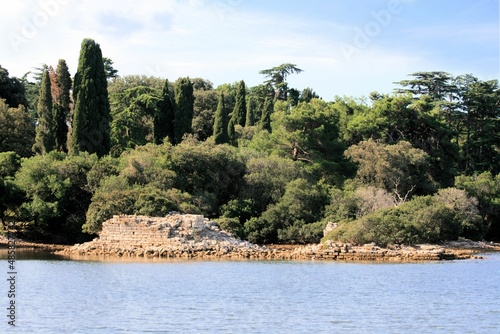 ruins near the sea, national park Brioni, Croatia photo