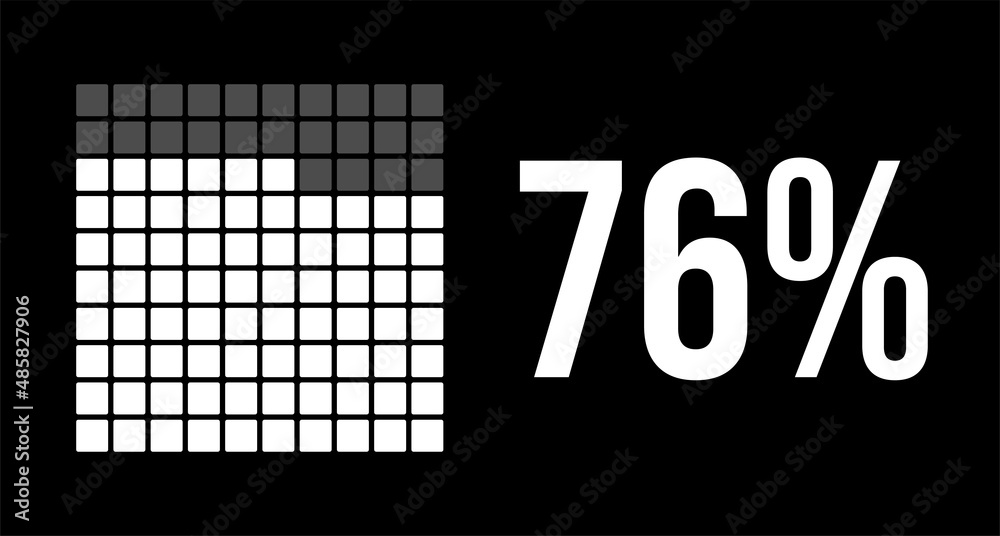 76 percent diagram, seventy-six percentage vector infographic. Rounded ...